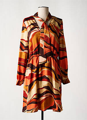 Robe courte coupe évasée manches longues orange JUS D'ORANGE femme