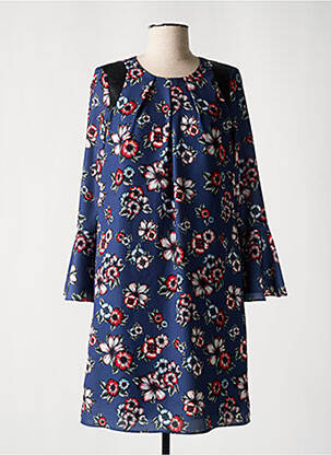 Robe courte imprimé fleurs manches longues bleu ANA SOUSA femme