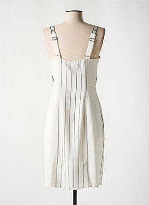 Robe mi-longue col v fines bretelles blanc LESLIE femme