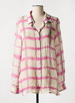 Chemisier tissage crêpe manches longues beige LAUREN VIDAL femme