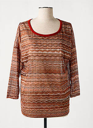 Pull tissage chiné manches 3/4 orange JUS D'ORANGE femme