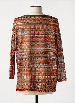 Pull tissage chiné manches 3/4 orange JUS D'ORANGE femme
