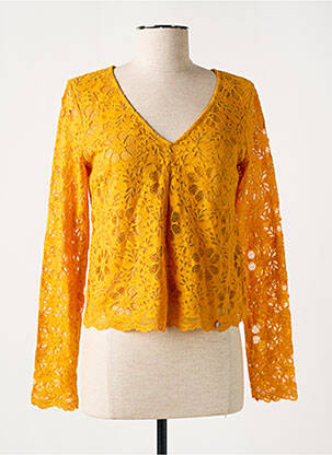 Top coupe cintrée manches longues jaune JUS D'ORANGE femme