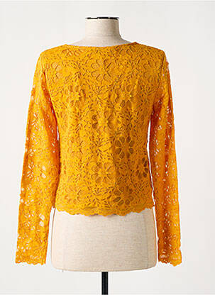 Top coupe cintrée manches longues jaune JUS D'ORANGE femme