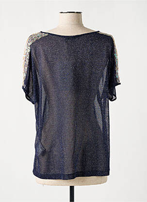 Pull col rond manches courtes bleu ELEONORA AMADEI femme