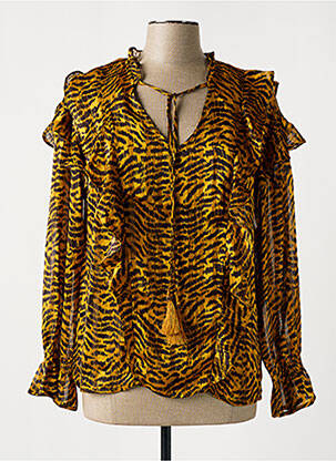 Blouse légère et transparente manches longues jaune JUS D'ORANGE femme