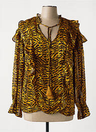Blouse légère et transparente manches longues jaune JUS D'ORANGE femme