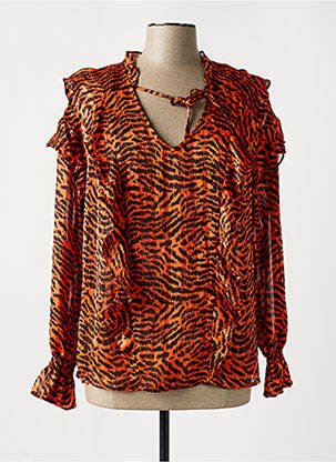 Blouse légère et transparente manches longues orange JUS D'ORANGE femme