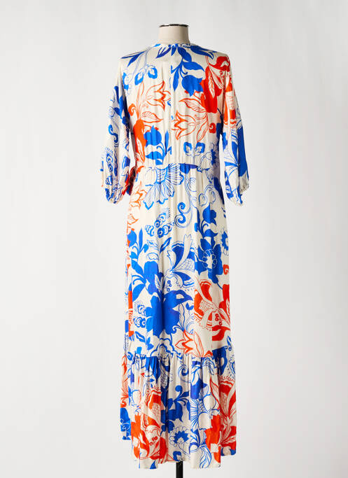 Robe longue coupe évasée manches 3/4 bleu MC PLANET femme