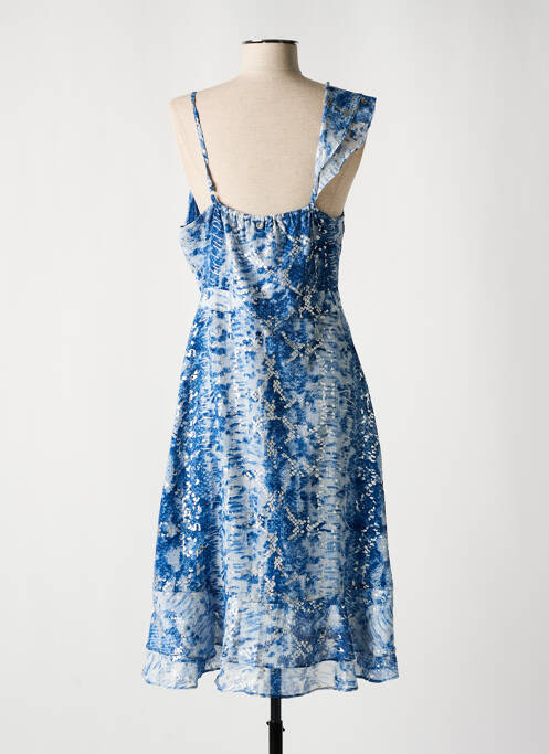 Robe mi-longue tissage crêpe fines bretelles bleu JUS D'ORANGE femme