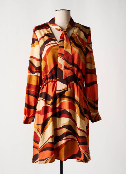 Robe courte coupe évasée manches longues orange JUS D'ORANGE femme