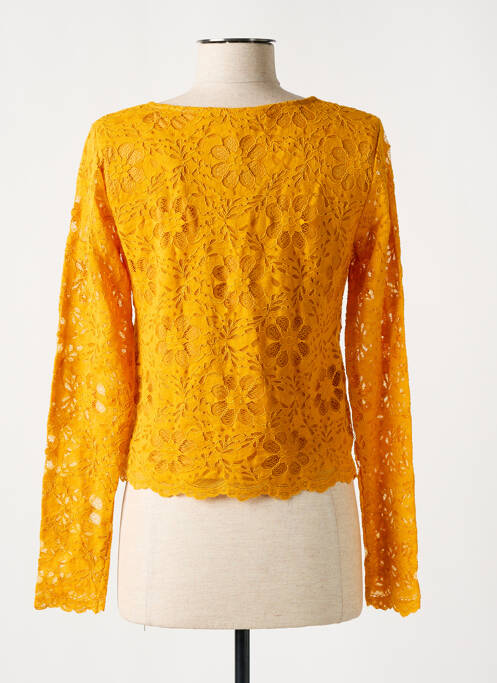 Top coupe cintrée manches longues jaune JUS D'ORANGE femme