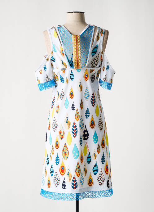 Robe mi-longue blanc SAVE THE QUEEN pour femme