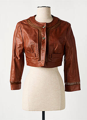 Veste simili cuir coupe cintrée marron EDAS femme