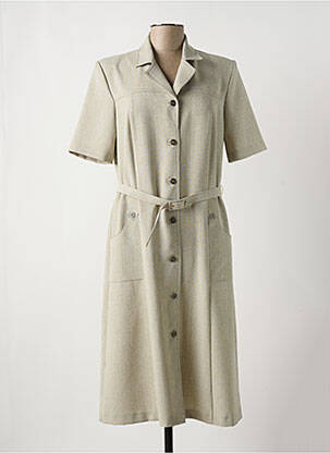 Robe mi-longue manches courtes manches courtes beige GEVANA femme