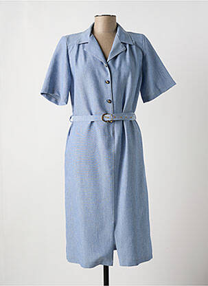 Robe mi-longue manches courtes manches courtes bleu MADIANA femme