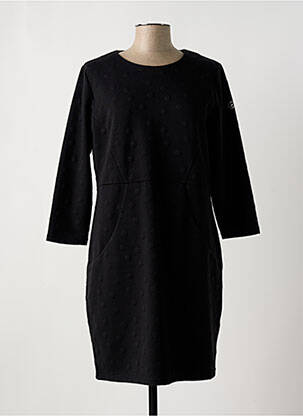 Robe mi-longue imprimé fantaisie manches longues noir CONCEPT  K femme