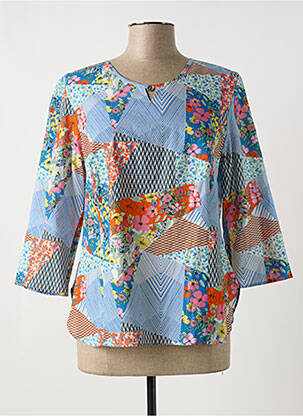 Top imprimé fantaisie manches 3/4 bleu GEVANA femme
