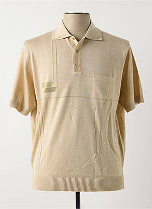 Pull col polo manches courtes beige GUY DE BERAC homme