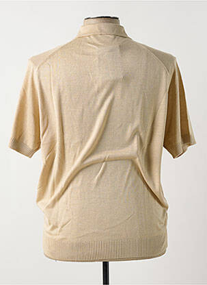 Pull col polo manches courtes beige GUY DE BERAC homme