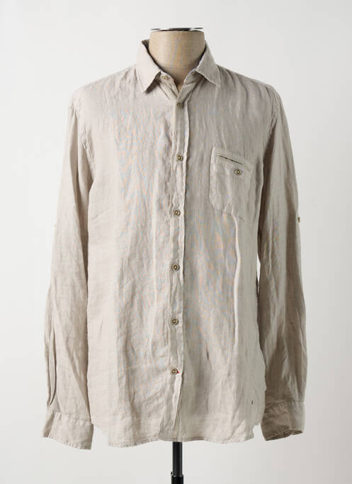 Chemise manches longues beige DELAHAYE pour homme