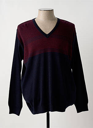 Pull col v manches longues bleu CAP 10 TEN homme