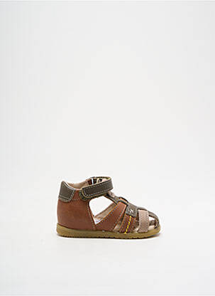 Sandales/nu pieds tissage satiné bout rond marron BOPY garçon