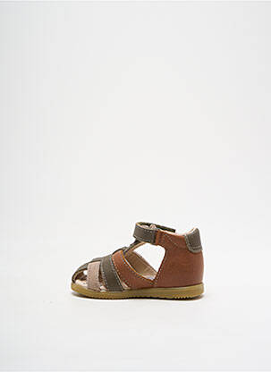 Sandales/nu pieds tissage satiné bout rond marron BOPY garçon