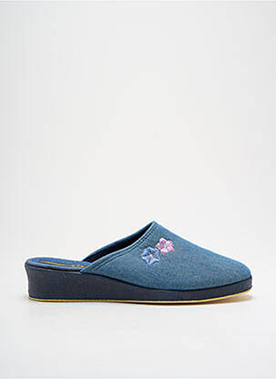 Chaussons/pantoufles tissage satiné talon de 4 à 6cm bleu LA CADENA femme