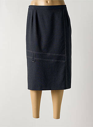 Jupe mi-longue taille haute bleu GEVANA femme