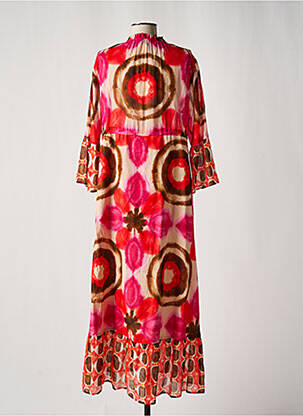 Robe longue imprimé fantaisie manches 3/4 rose GRACE femme