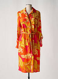 Robe mi-longue imprimé fantaisie manches longues orange JOSEPH RIBKOFF femme