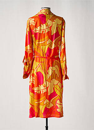 Robe mi-longue imprimé fantaisie manches longues orange JOSEPH RIBKOFF femme