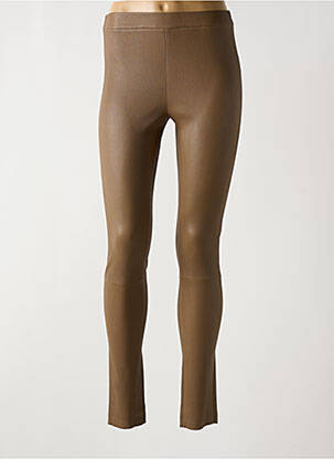 Legging effet matière satinée taille haute marron ESTHEME femme
