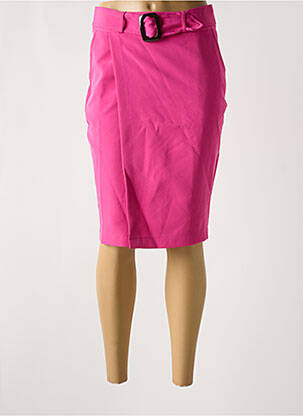 Jupe mi-longue taille à pinces rose MULTIPLES femme