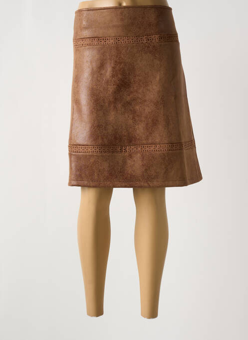 Jupe mi-longue marron MULTIPLES pour femme