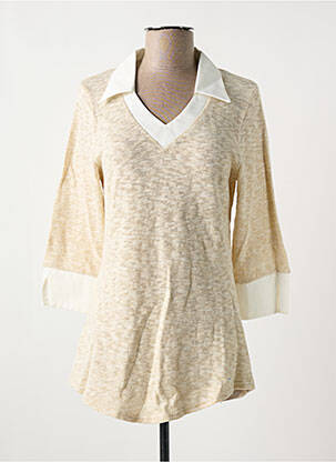 Pull coupe cintrée manches 3/4 beige MULTIPLES femme
