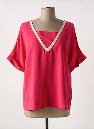 Blouse tissage crêpe manches courtes rose MULTIPLES femme