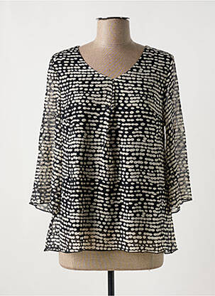 Blouse légère et transparente manches 3/4 noir MULTIPLES femme