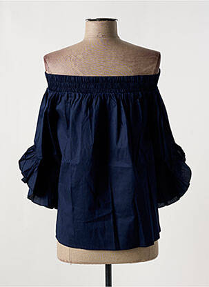 Blouse tissage popeline manches 3/4 bleu MULTIPLES femme