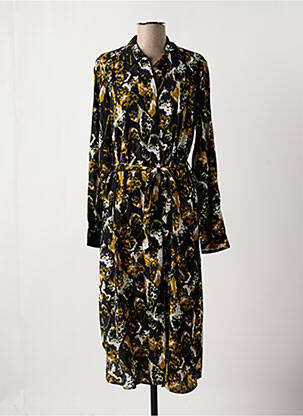 Robe mi-longue imprimé fantaisie manches longues noir VILA femme