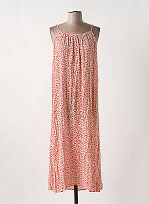 Robe longue imprimé fleurs fines bretelles rouge C'EST BEAU LA VIE femme