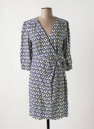 Robe mi-longue coupe fluide manches 3/4 bleu JULIE GUERLANDE femme