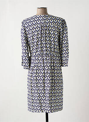 Robe mi-longue coupe fluide manches 3/4 bleu JULIE GUERLANDE femme
