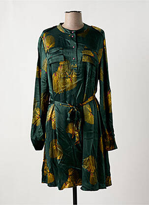 Robe mi-longue imprimé fantaisie manches longues vert VILA femme