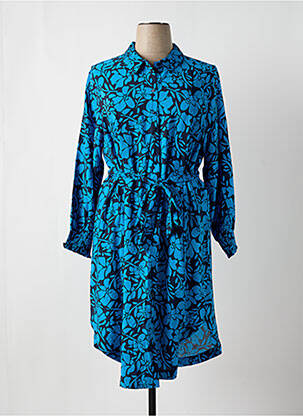 Robe mi-longue imprimé fleurs manches longues bleu VILA femme