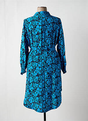 Robe mi-longue imprimé fleurs manches longues bleu VILA femme