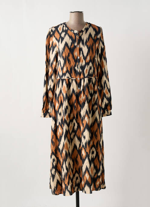 Robe mi-longue marron C'EST BEAU LA VIE pour femme