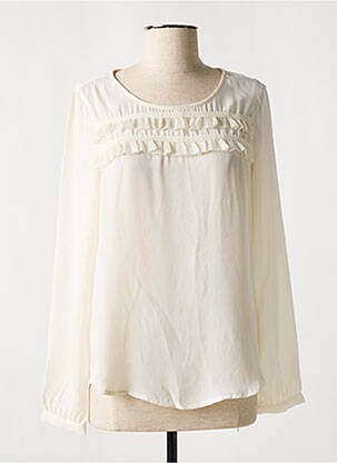 Blouse col rond manches longues beige VILA femme