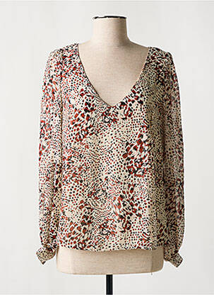 Blouse poignets boutonnés avec fente manches longues marron VILA femme
